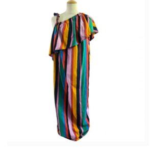 WHO WHAT Wear One Shoulder Midi Maxi Dress EUC! Size M